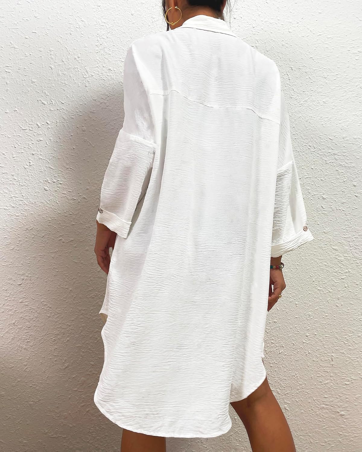 Bsubseach Womens Modern Swimsuit Cover Up Blouse Button Down Shirt Dresses Tops