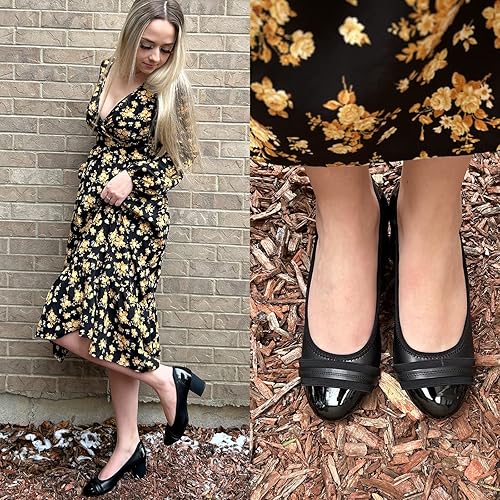 JENN ARDOR Womens Dress Pumps Ballet Chunky Heels for Women Round Toe Mid Square Block Heels Soft Slip On Pumps Shoes for Office Lady Dancer Wedding Shoes Youth 2inch