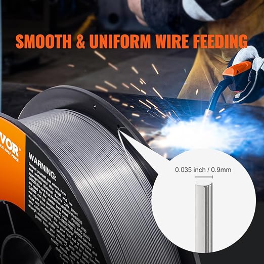 VEVOR Flux Core Welding Wire, E71T-GS 0.035-inch 10LBS, Gasless Mild Steel MIG Welding Wire with Low Splatter for All Position Arc Welding and Outdoor Use