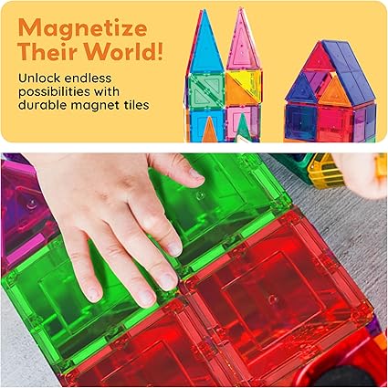 PicassoTiles 100 Piece Set 100pcs Magnet Building Tiles Clear Magnetic 3D Blocks Construction Playboards, Creativity Beyond Imagination, Inspirational, Recreational, Educational Conventional