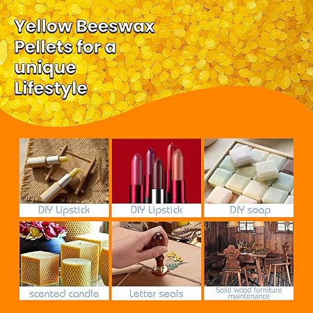 5LB Yellow Beeswax Pellets Food Grade Beeswax Triple Filtered Beeswax for Candle Making Beeswax Pastilles for DIY Creams Lotions Lip Balm Soap