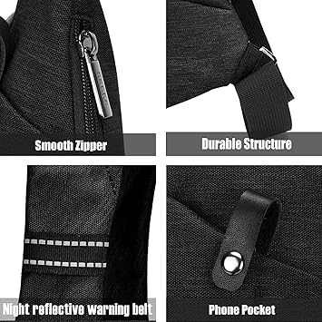 Sling Bag for Women Men, Anti Theft Crossbody Bags Travel Bag for Women Personal Flex Bag for Outdoor Sport Casual Hiking Running Cycling, 1.0S Black