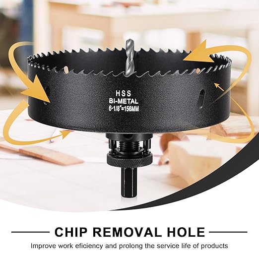 6 18 inch Hole Saw Drill Bit for Metal and Wood, M42 Bi-Metal Hole Cutter with 1.5 Cutting Depth for Drywall, Ceiling, Aluminium Alloy, Sheet Iron and Steel Frame