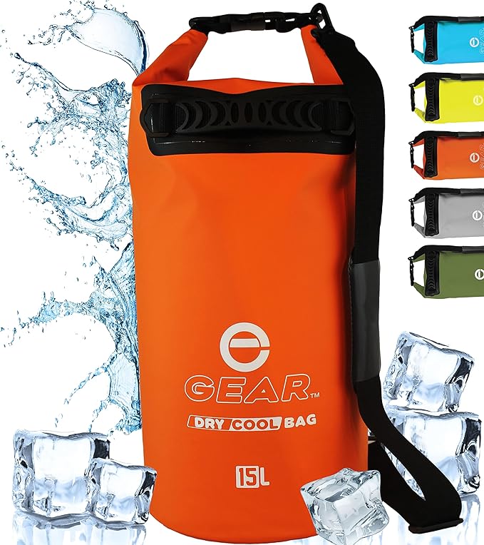 Floating Cooler Bag Roll Top Insulated Dry Backpack - Leak Proof, Collapsible, Waterproof Cooler with Padded Shoulder Strap - Perfect for Kayaking Fishing Beach Hiking -15L