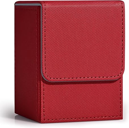 ZLCA Card Deck Box for MTG, Deck Case Holds 100 Single Sleeved Cards, PU Leather Magnetic Storage Box Fits for TCG CCG Magic Game Card (Red)