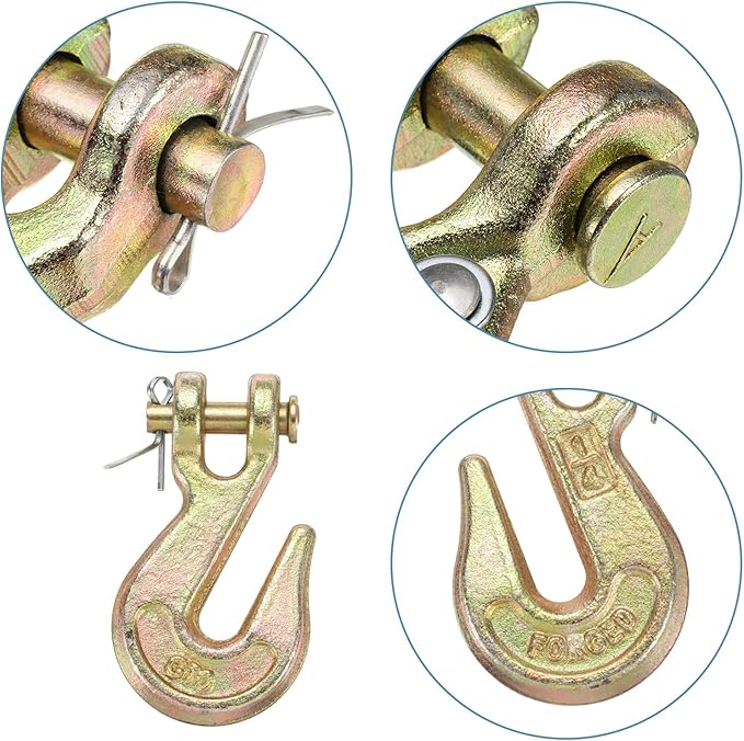 uxcell 14" Clevis Grab Hook, G70 Carbon Steel Transport Safety Chain Hooks, Clevis Grab Hooks for Rigging Deck Receiver Hitches Trailer Wiring