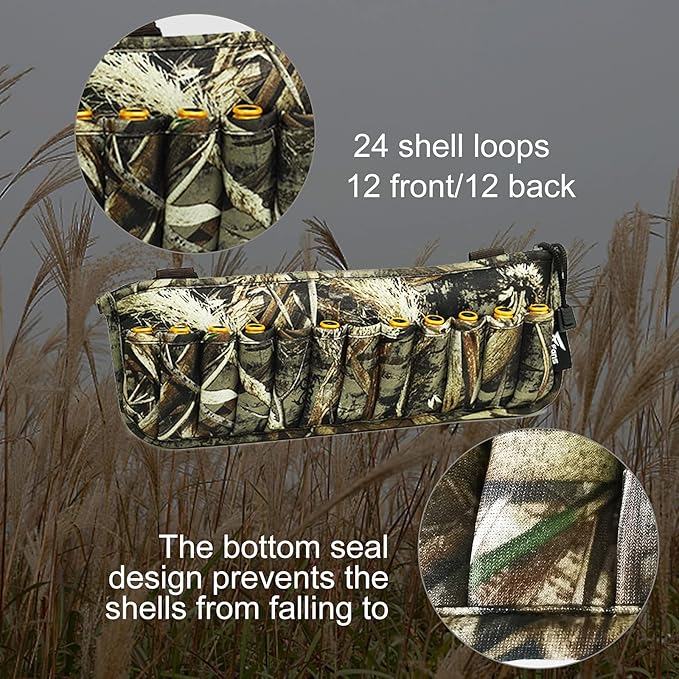 8 Fans Waders Shell Holder,Neoprene Wader Shell Clip with 24 Shell Loops for Marsh Duck Hunting