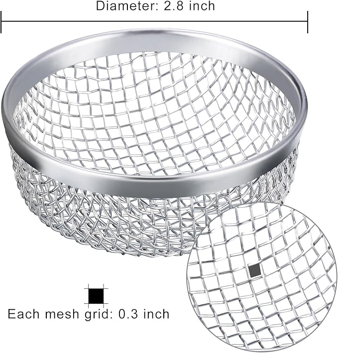 TOODOO 2 Pack Flying Insect Screen RV Furnace Vent Screen RV Water Heater Vent Cover 2.8 Inch Stainless Steel Mesh with Installation Tool