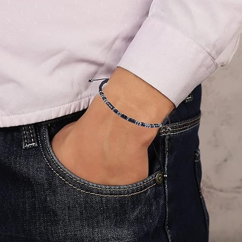 TESTRYE Morse Code Bracelets for Men Women,Morse Code Bracelets with Adjustable String,Inspirational Gifts Bracelets for Men Friends Women