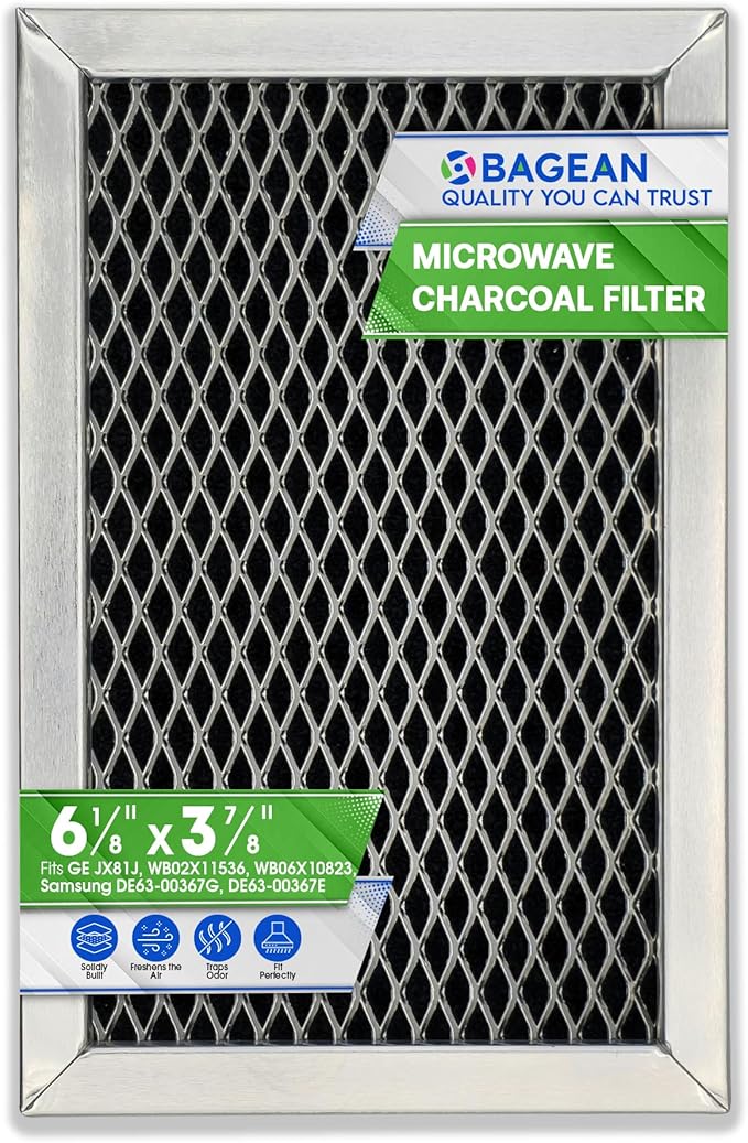 Microwave Charcoal Filter 6.15” x 3.95” for JX81J WB02X11536 WB06X10823 GE Microwave Filter Replacement - Vent Carbon Filter Freshens and Filters Kitchen Air in Over-The-Range Oven Stove Fan