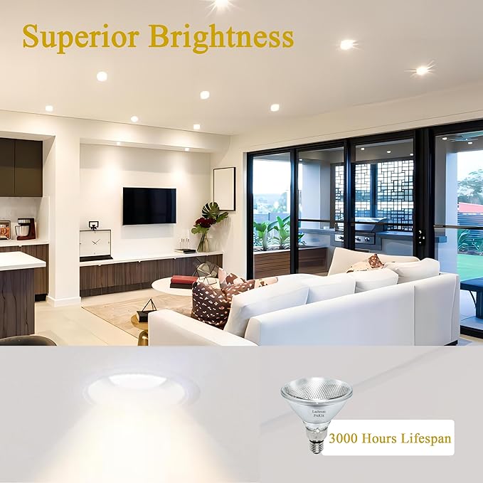 PAR38 Halogen Flood Light Bulbs 2 Pcs, 90W Equivalent, 120V, E26 Base, 2700K Warm White Light for Indoor and Outdoor