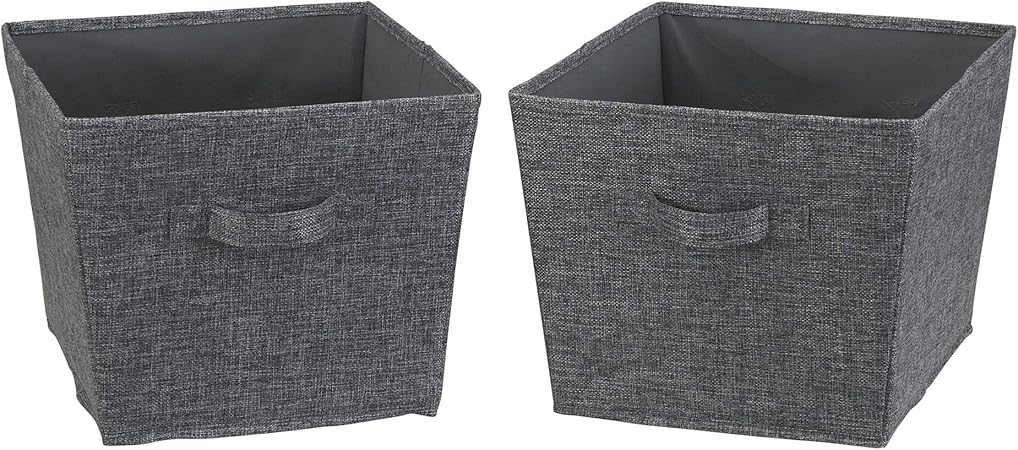 Household Essentials, Graphite 2 Pack Open Storage Bins, Medium-10 W x 11" D