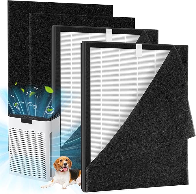 2 Pack KJ190L Filter Replacement Compatible with MOOKA KJ190L Air Purifier For Home Large Room 2000 Ft2, 2 H13 HEPA Filters and 4 Washable PreFilters Pet Air Purifier Filters for Bedroom
