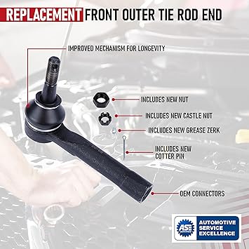 Front Outer Tie Rod End - Compatible with Cadillac, Chevy and GMC Vehicles - Avalanche 1500, 2500, Escalade, Silverado, Sierra, Tahoe, Yukon XL 1500- Replaces ES3493T, 260065776, 19149617, 12471376