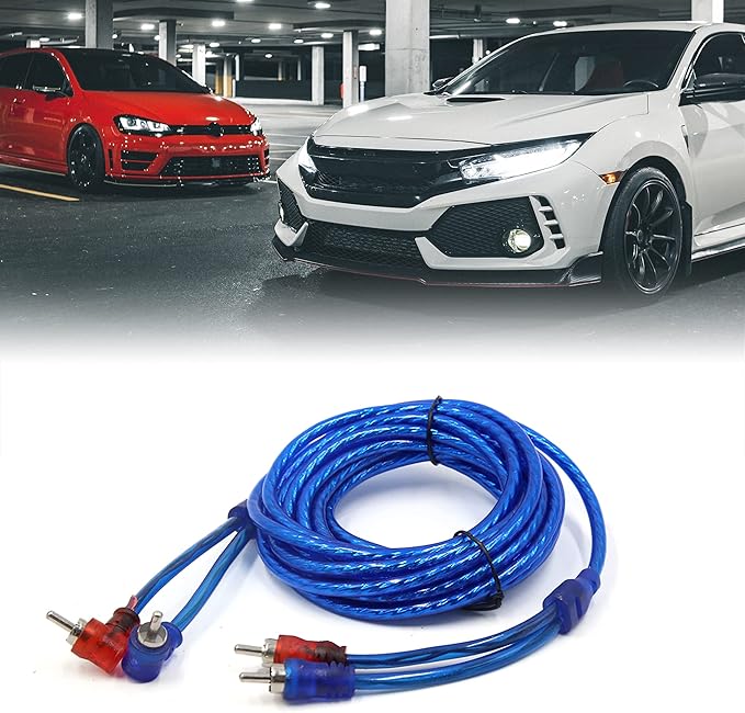 uxcell Blue 14.7 Ft Length Double Shielded RCA Stereo Audio Interconnect Cable Wire for Car