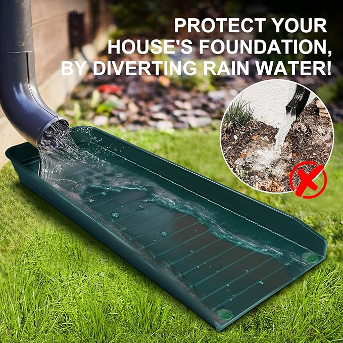 4 Pack Gutter Downspout Extensions,Rain Gutter Downspout Splash Block,Downspout Diverter,Down Spout Drain Extension,Gutter Splash Prevention Device for Cement Floor Lawn Ground (Green)