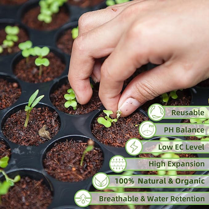 Coco Coir Brick for Plants, 4 Packs 100 Natural Organic Compressed Coconut Coir Fiber with Low EC PH Balance, High Nutrition Coconut Soil Coco Fiber for Planting, Herbs