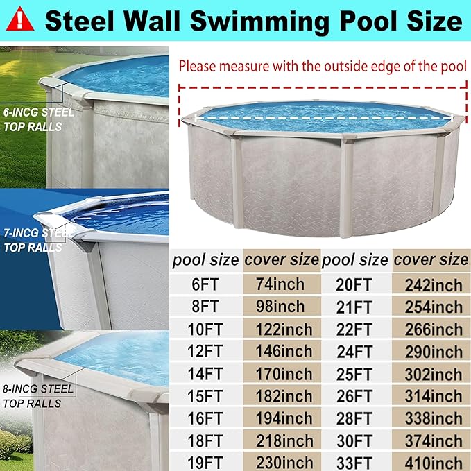14 Ft Pool Cover with Automatic Drain Above Ground Pool Cover, Easy Installation Round Pool Cover Protector, Round Hot Tub Cover Ideal for hydrophilic and Dustproof Winter Pool Cover