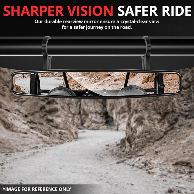 DNA MOTORING Front UTV Rearview Mirror, Black, Compatible With Honda Kawasaki Suzuki Yamaha UTV (SxS), 1.75" 2" Clamp, Irregular shape Style, MP-MR-U001