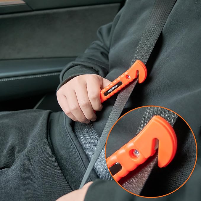 Basics Emergency Seat Belt Cutter and Window Hammer Tool, Car Accessories, 2 Pack, SW-835
