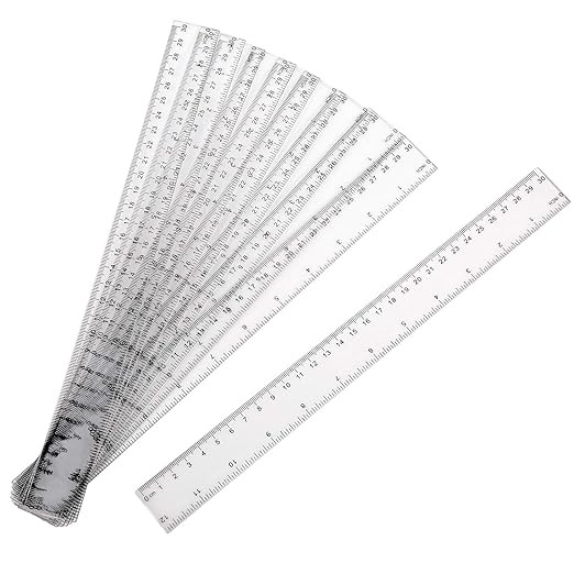 AIEX 10 Pieces Plastic Ruler with Inches and Metric Straight Ruler Transparent Ruler Measuring Tool for School, Office,Home (30 cm,12 Inches)