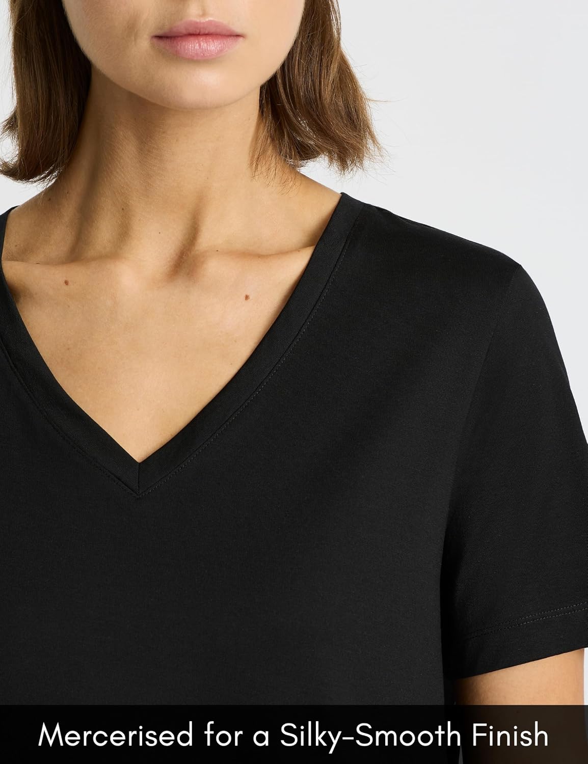 Presics Women’s Supima® Mercerised Cotton V-Neck T-Shirt – USA-Grown Cotton, Luxury Finish, Short Sleeve, Flattering Fit.