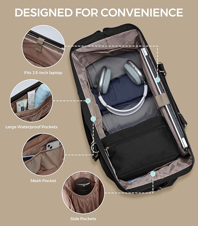 Weekender Bags for Women, Large Travel Duffel Bag with Shoes Compartment, Carry On Overnight Tote Bags with Toiletry Bags, Gym Duffel Bags with Wet Pocket, Hospital Bags for Labor and Delivery