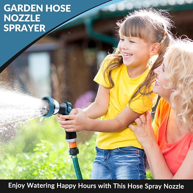 Garden Hose Sprayer Nozzle - Water Hose Nozzle with 10 Adjustable Spray Patterns Heavy Duty, Thumb Control On Off Valve, High Pressure Hose Sprayer Nozzle for Garden Hose Outdoor