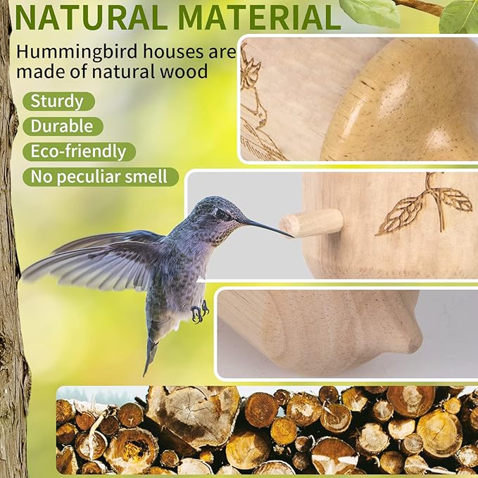 Hummingbird House,Wooden Hummingbird Houses for Outside for Nesting, Gardening Gifts Home Decoration,1 Pack