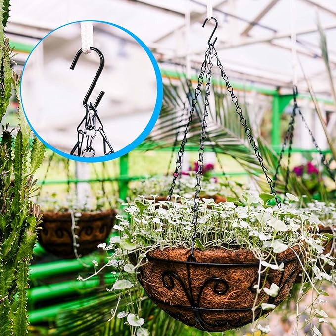 12 Pack 4 Inch S Hooks for Hanging Spoons Pans Pots Kitchenware, Metal S Hooks for Hang Clothes Bags Plants, Apply Bathroom Office Tool Room, Black