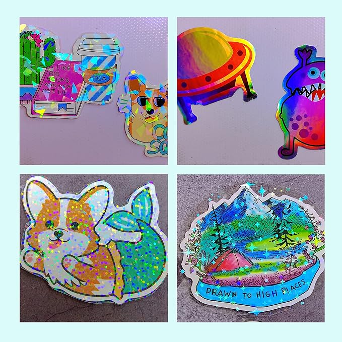 20 Sheets Stars Holographic Sticker Paper A4 Size Rainbow Laminating Film Holographic Self-Adhesive Laminted Film