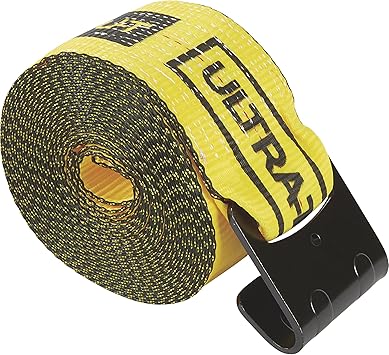 Ultra-Tow 4in. x 30ft. Winch Strap with Flat Hooks, 16,200-Lb. Breaking Strength, 5400-Lb. Working Load, Yellow, Model A818301