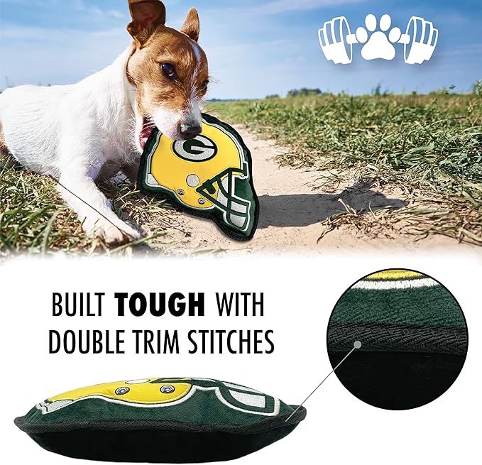 The 1st Ever Tough but Smooth Dog Toy NFL Green Bay Packers Football Helmet Tough Pet Toy. A Premium Quality Doggie Toy with Built-in Squeaker. Sports Fans Favorite Chew Toy