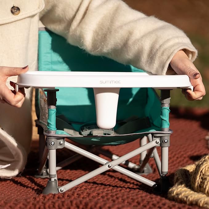 Summer by Bright Starts Pop 'N Sit Portable Booster Chair, Floor Seat, IndoorOutdoor Use, Compact Fold, Teal, 6 Mos - 3 Yrs