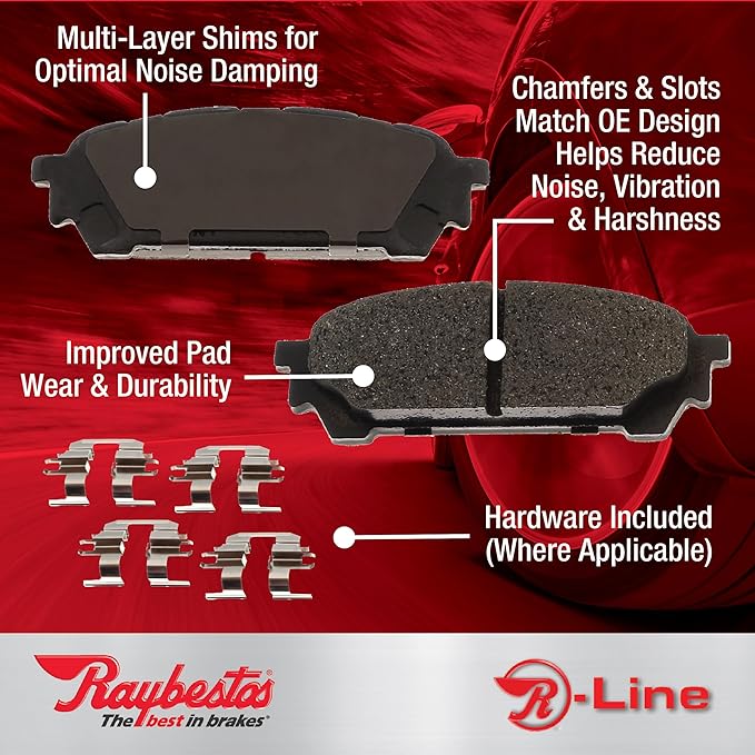 Raybestos R-Line Automotive Replacement Rear Brake Pad Set for Select Ford, Lincoln (MGD1377CH)