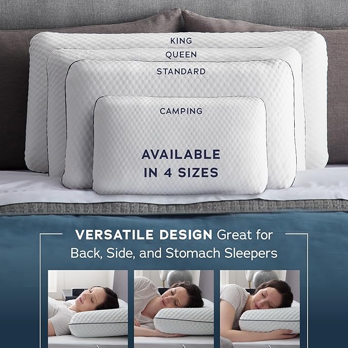 WEEKENDER Gel Memory Foam Pillow - Queen Size - 2-Pack - Medium Plush Feel - Neck Shoulder Support - For Back, Side, Stomach Sleepers - Home, Hotel, Hospital Essentials