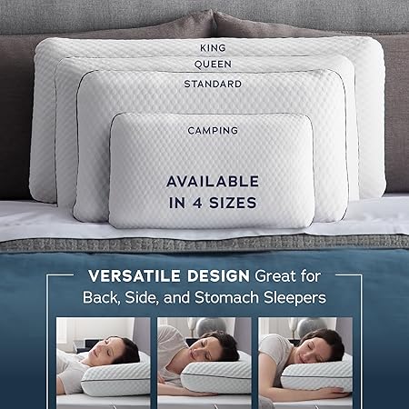WEEKENDER Gel Memory Foam Pillow - Standard Size - 2-Pack - Medium Plush Feel - Neck Shoulder Support - For Back, Side, Stomach Sleepers - Home, Hotel, Hospital Essentials