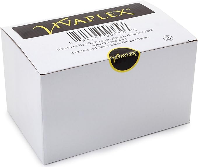 Vivaplex, 8, Assorted Colors, 4 oz Glass Bottles, with Glass Eye Droppers