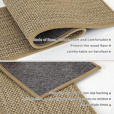 Non Slip Stair Treads for Wooden Steps Indoor, Carpet Stairs Runner 15 Pack 9" x 36" Stair Tread Rugs for Wood Stairs, Machine Washable Step Runners, Stair Pads for Pet, Beige