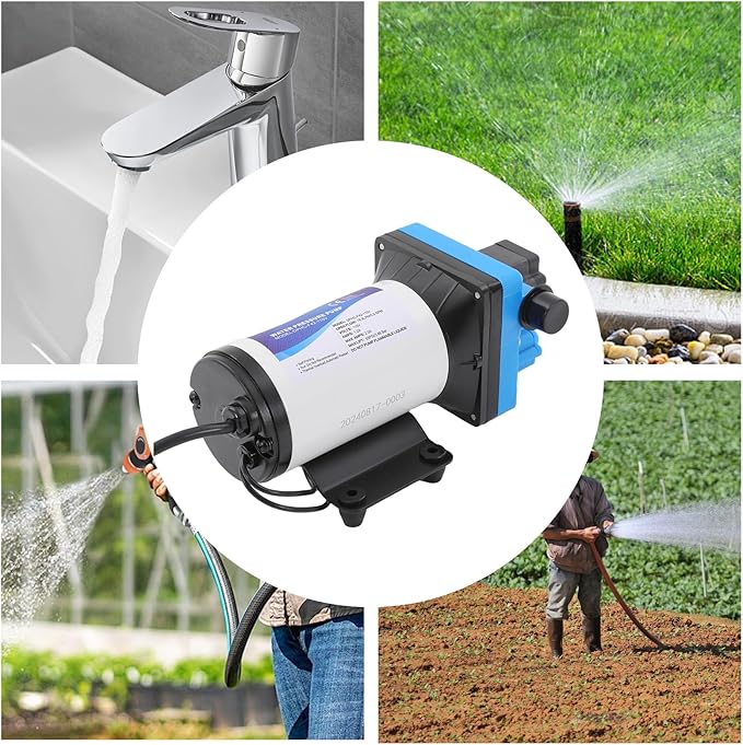 Revolution RV Water Pump, Diaphragm Water Pump with Self-Priming Water Function, 110 V Automatic Diaphragm Pump, 5.0 GPM Electronic Pump for Cleaning Vehicle, Carpet, Ground