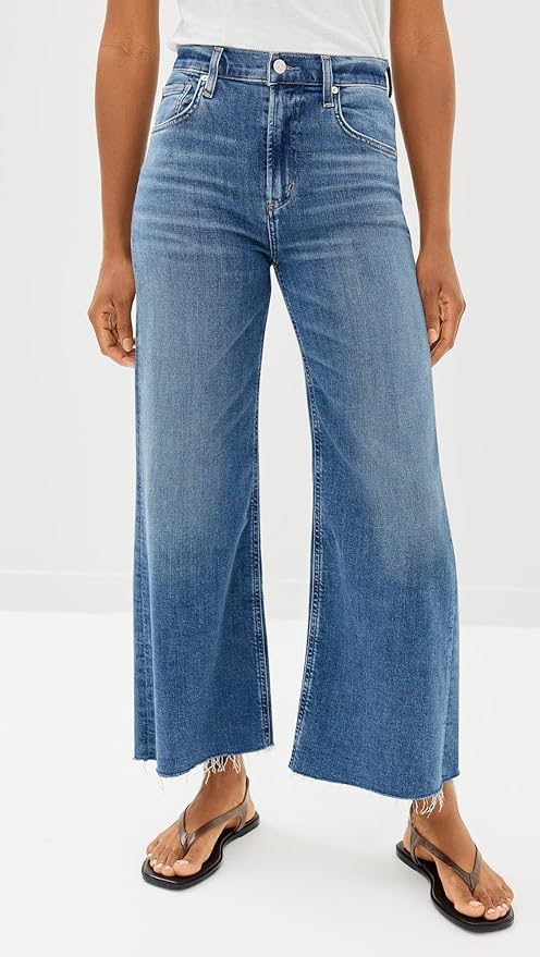 Cicy Bell Womens Cropped Wide Leg Jeans High Waisted Stretchy Flare Jeans Boyfriend Baggy Ankle Denim Pants with Pockets