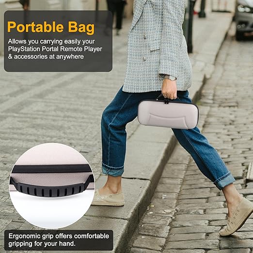 XINGFUDAO Case for PlayStation Portal Remote Player, PS5 Portal Carrying Case with Customized Storage Space, Waterproof Gming Console Bag with Mesh Pocket for Accessories