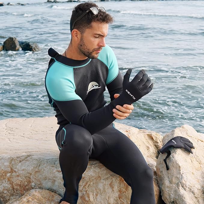 XUKER Water Gloves, 3mm & 5mm Neoprene Five Finger Warm Wetsuit Winter Gloves for Scuba Diving Snorkeling Surfing