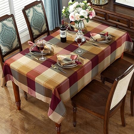 Rectangle Tablecloth 52 x 70 Inch Checkered Table Cloths Spillproof Anti-Shrink Soft and Wrinkle Resistant Decorative Fabric Table Cover for Kitchen Dinning Tabletop Outdoor(RectangleOblong,Red)