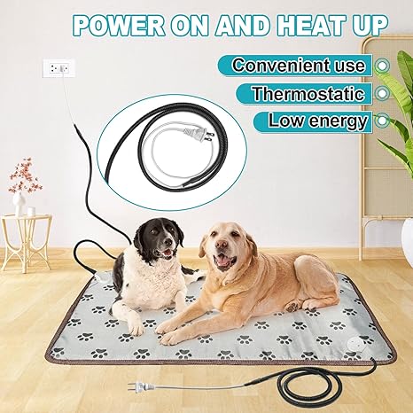 Large Dog Heating Pad 34 x 21in, Electric Heating Pads for Pets, Heated Dog Bed Mats Controller-Free, Automatic Constant Temperature Pet Heating Pad, Whelping Heating Pad