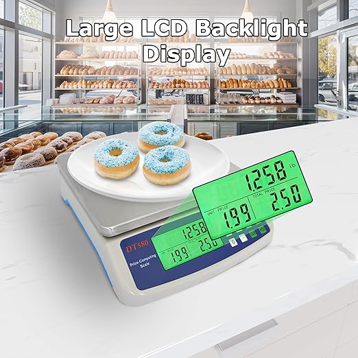 Large Digital Kitchen Scale 40kg88lb Stainless Steel Price Computing Scale Counting Scale Deli Scale with LCD Display for Baking Bread Cooking Meat Prep Parts and Coins Adapter Included