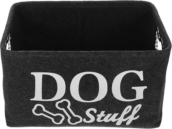 Alipis 1Pc Dog Toy Storage Basket - Durable Felt Organizer Box for Pet Toys, Living Room, Dark Grey