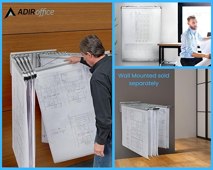 Adir Blueprint Clamp 36 Inches - Blueprint Clips, Blueprint Binding Strips, Architectural Blueprint Binders for Blue Print Organizers, Poster, Maps Construction Plan Holder (Pack of 6)
