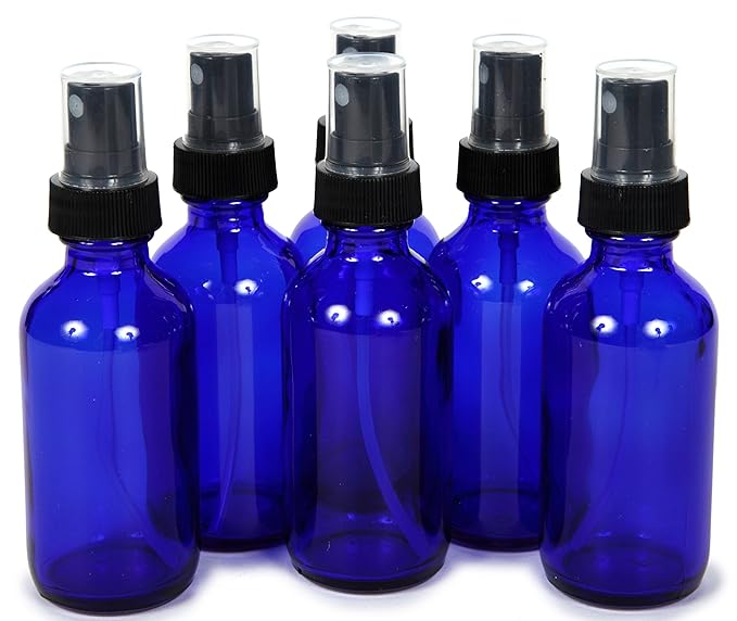 6, Cobalt Blue, 2 oz Glass Bottles