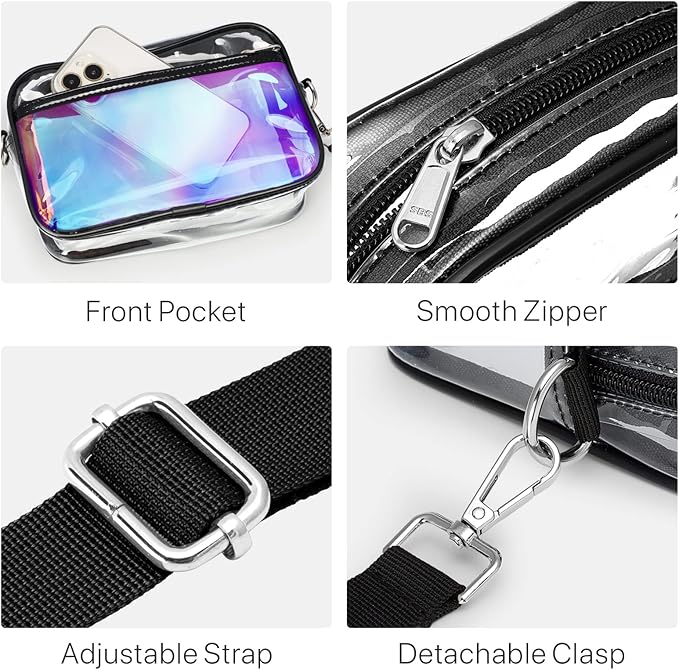 PACKISM Clear Purses for Women Stadium Clear Bag Stadium Approved Crossbody Concerts Bag for Game Day, Events, Sports